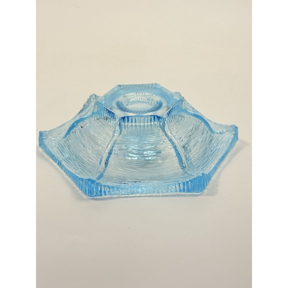 Taper Candle Holder LE Smith Pagoda Light Ice Blue Textured Glass Candleholder - Picture 13 of 16